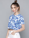 Blue Floral Boxy T-Shirt