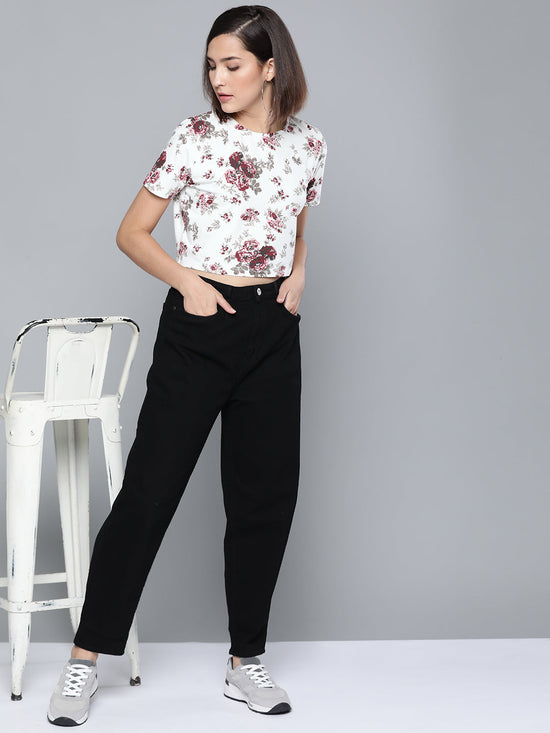 Maroon Floral Boxy T-Shirt