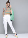 Rainbow Stripes High Neck Crop T-Shirt