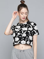 Black Floral Boxy T-Shirt