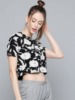 Black Floral Boxy T-Shirt