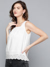 White Square Neck Schiffli Blouse