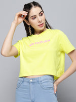 Yellow I-Am-Enough Crop Boxy T-Shirt