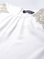 White Shoulder Lace Patch Top