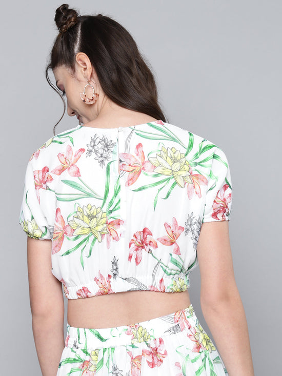 White Floral Boxy Top