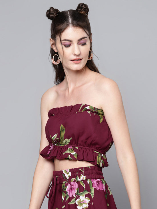 Maroon Floral Tube Top