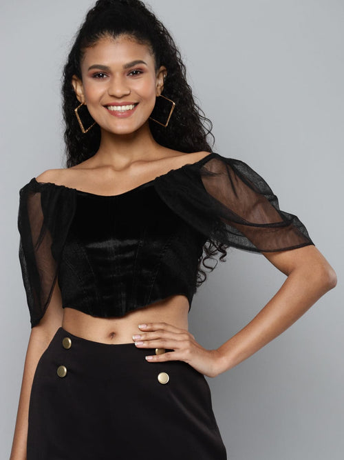 Black Velvet Bardot Blouse