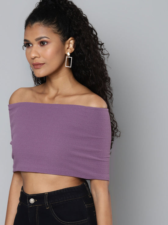 Lavender Bardot Layer Crop Top