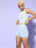 Blue & White Stripe Sleeveless Rib Crop Top