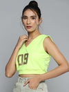 Neon Green V Neck Crop Vest