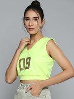 Neon Green V Neck Crop Vest