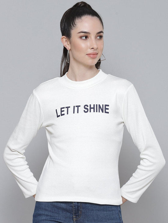 White Rib LET IT SHINE High Neck Top