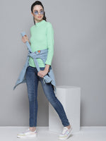 Mint Green Rib Full Sleeve Basic Top