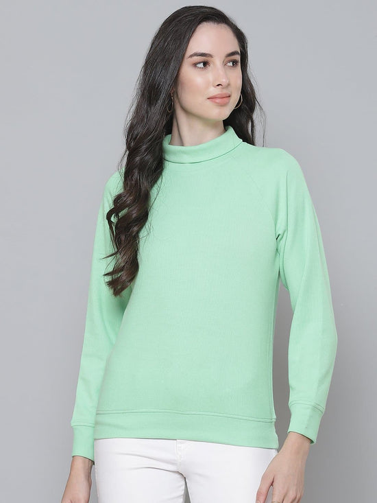 Mint Green Rib Turtle Neck Raglan Sweat Top