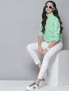 Mint Green Rib Turtle Neck Raglan Sweat Top