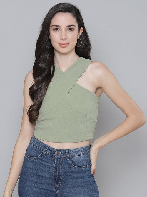 Olive Halter Neck Top