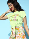 Green Forever-Or-Never Tie-Knot Crop T-Shirt