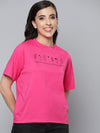 Women Fuchsia Typography Regular T-Shirt