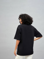 Women Black Retro Photographic Print Oversized T-Shirt