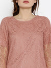 Lace Bell Sleeves Pink Top