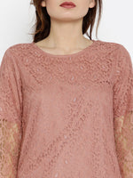 Lace Bell Sleeves Pink Top