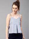 Blue Stripes Peplum Strappy Top