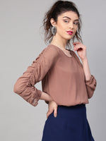 Rosewood Ruched Sleeves Crop Top