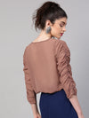 Rosewood Ruched Sleeves Crop Top