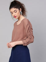 Rosewood Ruched Sleeves Crop Top