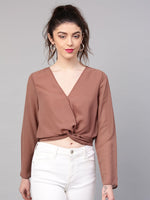 Rosewood Front Twist Crop Top