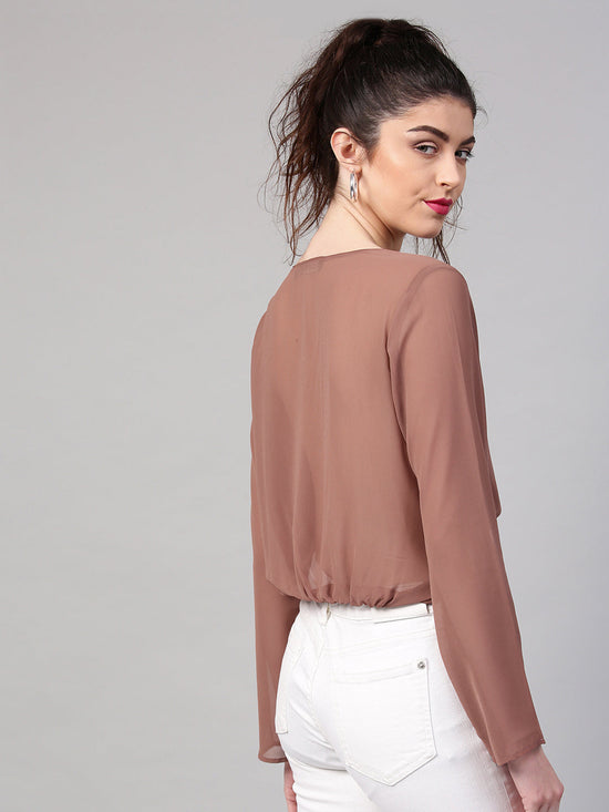 Rosewood Front Twist Crop Top