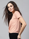 Peach Knot Hem Crop Tee