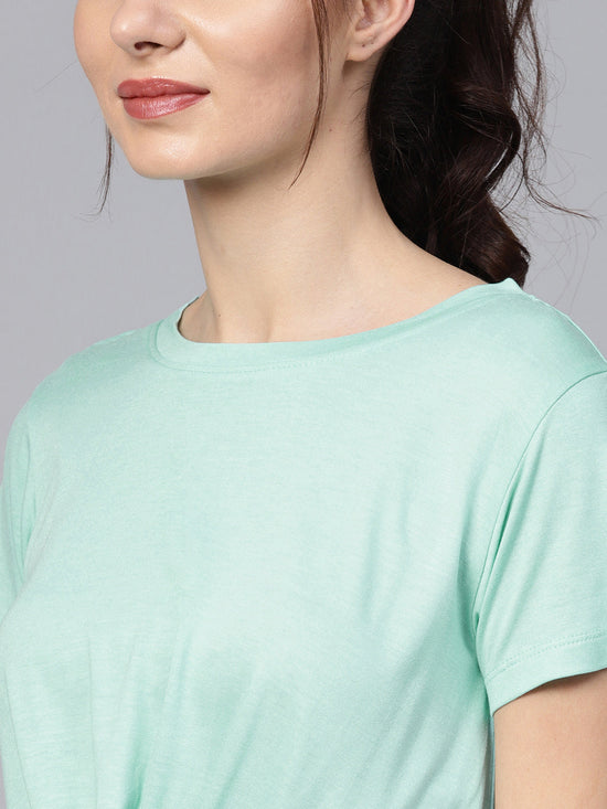 Mint Knot Hem Crop Tee