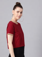 Maroon Athleisure Rib Crop Top