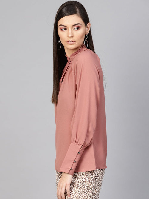 Baked Pink Pleated Collar Top