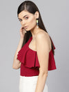 Maroon One Shoulder Ruffle Top