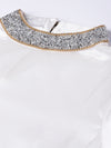 Ivory Satin Blingy Neck Top