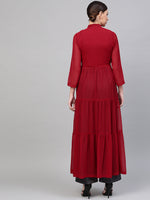 Red Front Open Sheer Tiered Maxi Top