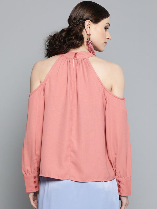 Pink Cold Shoulder Top