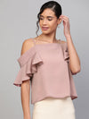 Baked Pink Strappy Cold shoulder Top