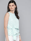 Sea Green Stripe Side Knot Detail Top