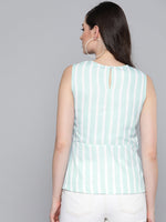 Sea Green Stripe Side Knot Detail Top