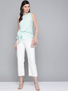 Sea Green Stripe Side Knot Detail Top