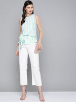 Sea Green Stripe Side Knot Detail Top