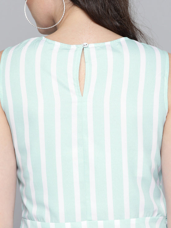 Sea Green Stripe Side Knot Detail Top