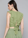 Olive Schiffli Wrap Crop Top