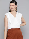 White Schiffli Wrap Crop Top