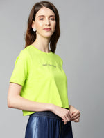 Neon Green Just-Another-Day Crop T-Shirt