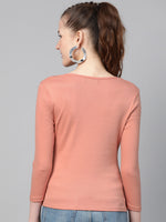 Peach Rib V-Neck T-Shirt