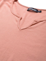 Peach Rib V-Neck T-Shirt